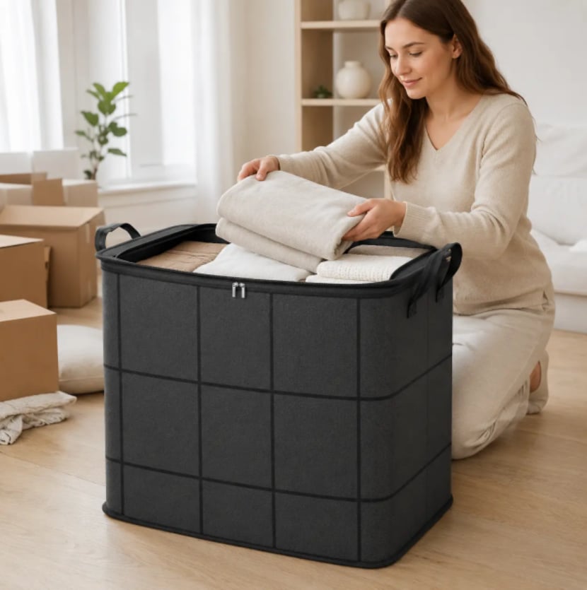 ā”Hot Sales 49% OFFš„-Spacious Moving Storage Bin ā Zippered Organizer for Quilts, Bedding & Sweaters, Large Capacity Fabric Bag for Closet & Moving Day