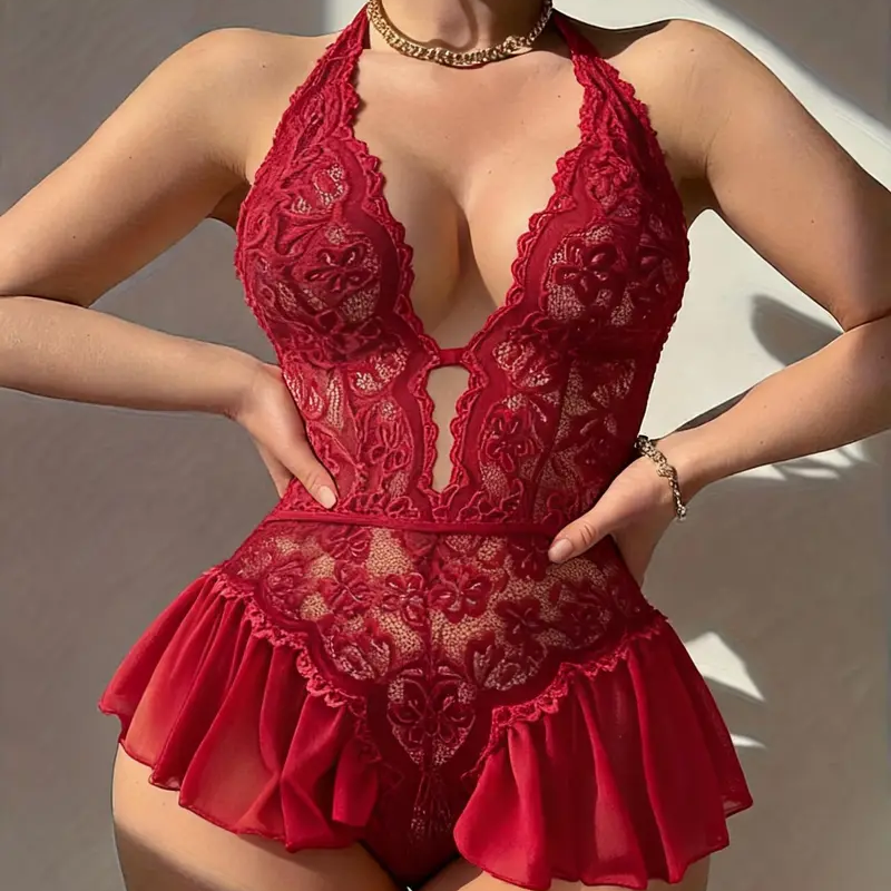 Sexy Transparent Lace One-Piece Lingerie
