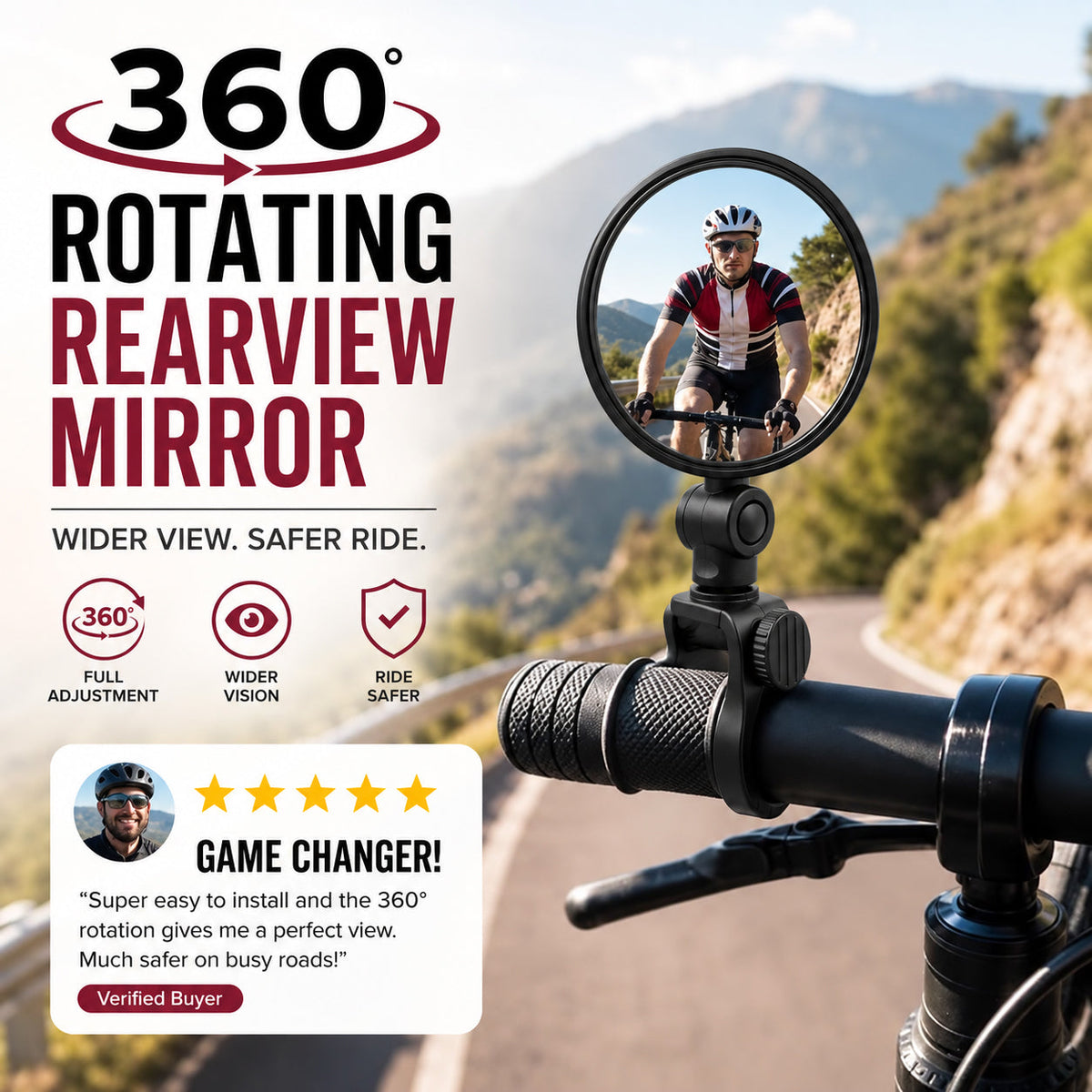 360° Rotating Rearview Mirror（1 Set 2 Pcs）