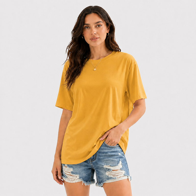 Women's Short Sleeve T Shirt Solid Color Round Neck Casual Tee