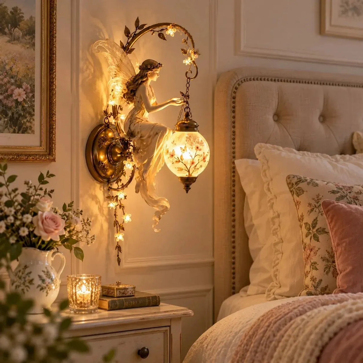 Enchanted Fairy Blossom Lantern Wall Light – Floral Fantasy Décor