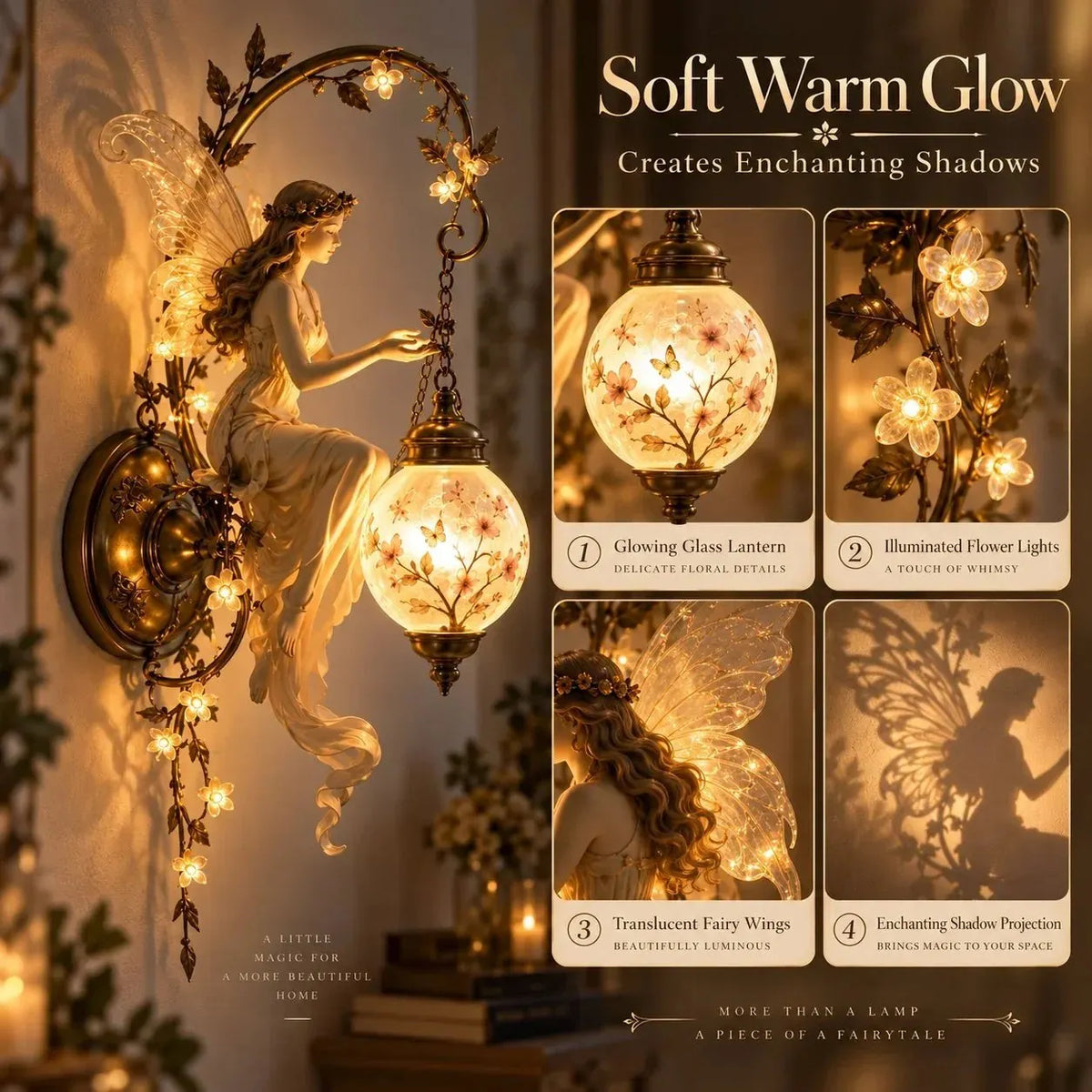 Enchanted Fairy Blossom Lantern Wall Light – Floral Fantasy Décor